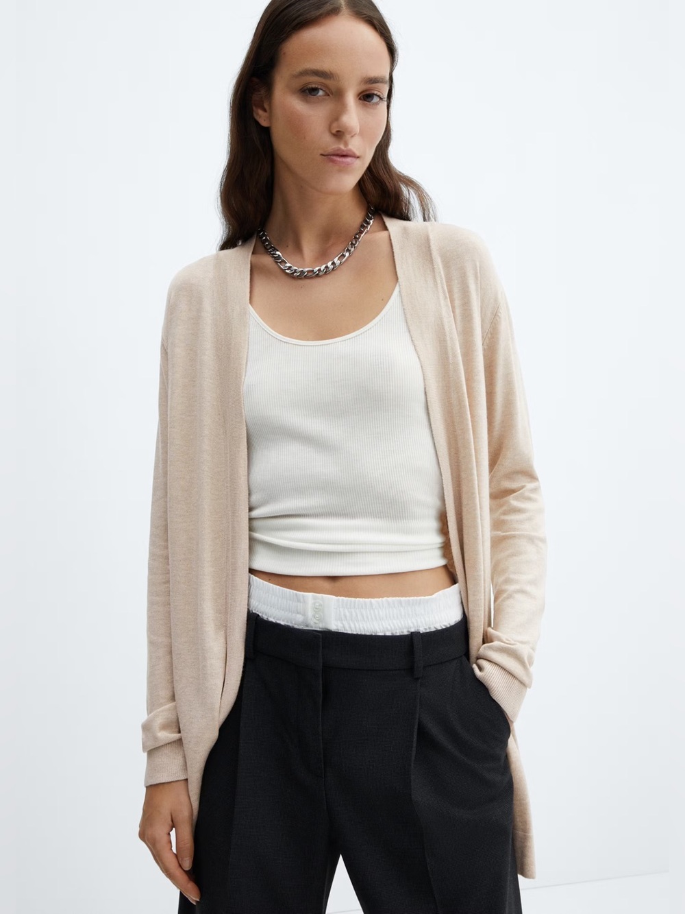Mango Beige fine-knit cardigan NWT